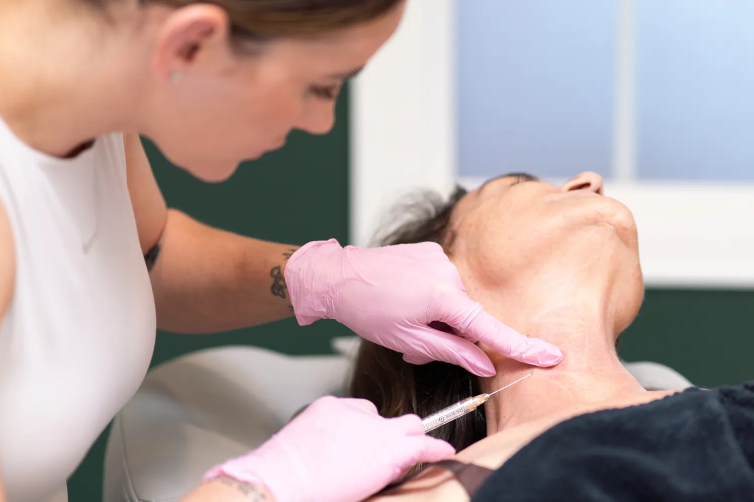 An injectable treatment in the treatment chair